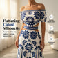 🌺 LIMITED-TIME 56% OFF! 💥 Women's Off-Shoulder Midi Dress – Daisy Print, Waist Cutout & Flattering Flowy Fit – Tropical Chic 💃