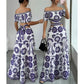🌺 LIMITED-TIME 56% OFF! 💥 Women's Off-Shoulder Midi Dress – Daisy Print, Waist Cutout & Flattering Flowy Fit – Tropical Chic 💃