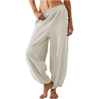 💥 50% OFF! Women's Casual Wide Leg Pants | Comfy Elastic High Waist Trousers with Pockets 🌟