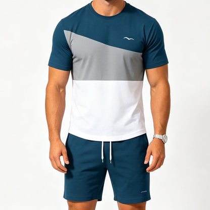 👕🩳 Men Color-Block T-Shirt and Shorts Set – 50% OFF! Bold color-block design, relaxed fit, breathable fabric – your go-to summer set. 🔥☀️