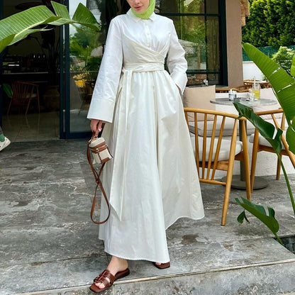 👗🎀 Women's Lapel Long Sleeve Tie Waist Dress – 50% OFF! Elegant lapel, flattering tie waist, versatile long sleeves – effortless sophistication for any occasion. 🔥🌸