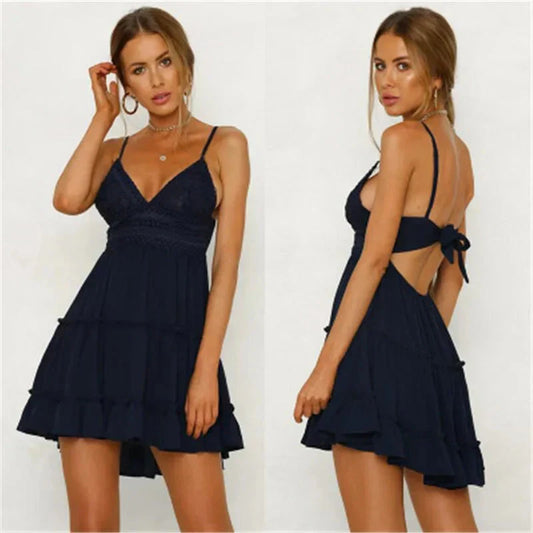 👗🌸 Backless Layers Boho Mini A-Line Dress – 50% OFF! Open back, flowy layers, bohemian charm – perfect for summer days & nights. 🔥✨