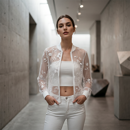 ⏳Limited-time 50% off⏰Women's Floral Sheer Mesh Jacket🦋