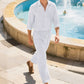📢📢50% OFF !!⏰Men's Linen Long Sleeve Shirt & Long Pants 2-Piece Set🔥The Easy Summer Outfit Every Man Needs