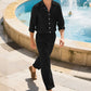 📢📢50% OFF !!⏰Men's Linen Long Sleeve Shirt & Long Pants 2-Piece Set🔥The Easy Summer Outfit Every Man Needs