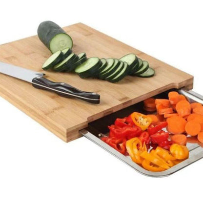 🎁🔪 50% OFF! Slide-Out Tray Cutting Board – wooden design, easy cleanup, great for cheese, fruits & veggies. 🧀🍎