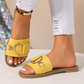 👡✨ Women's Flat Slide Sandals with Metal Buckle – 50% OFF! Comfort meets style – sleek metal buckle, cushioned sole, easy slip-on. 🔥☀️