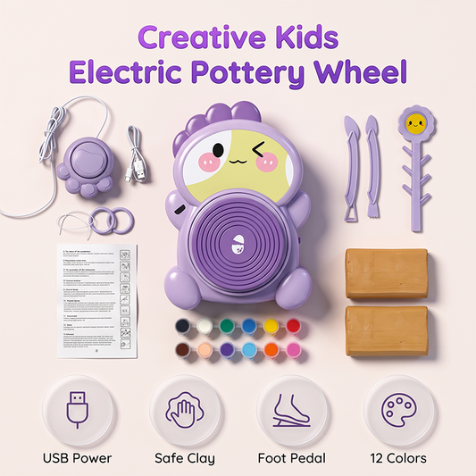 🎨🌀 Kids Electric Pottery Wheel – DIY Clay Craft Kit. Spin, shape, create – endless fun for young artists. 🔥👧👦