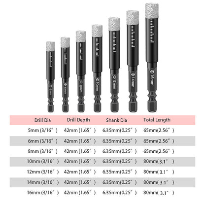 🥳2026 HOT SALE🥳💞50K+ SOLD!🛡️ 50% OFF! Diamond Drill Bits Set – 5‑16mm sizes, hex shank fits most drills. Dry or wet use – smooth, precise holes every time! 💎💪