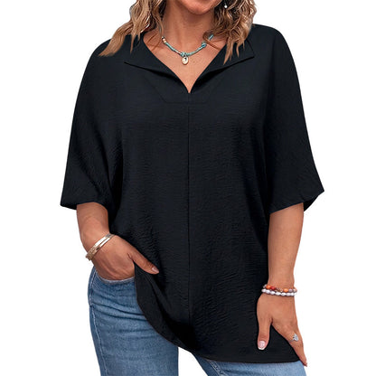 🌸👚 LIMITED-TIME 51% OFF! Women’s Textured Split V-Neck Tunic Top – Breezy Batwing Sleeves, Relaxed Fit & All-Day Comfort ✨