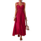 Women's Sleeveless Empire Waist Maxi Dress 🌸 Cinched High, Flowing Free – A Graceful Silhouette for Sun-Soaked Days ✨