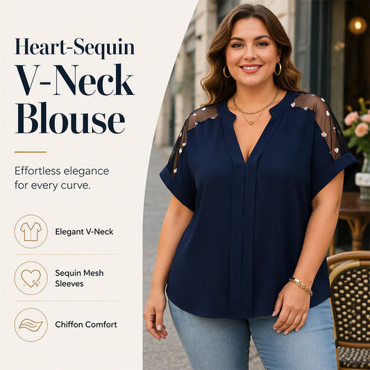 👕Women’s Plus Size Sheer Mesh V-Neck Blouse