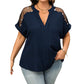 👕Women’s Plus Size Sheer Mesh V-Neck Blouse