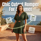 👗✨ Summer Cutout Waist Romper – V-neck, twist front, flutter sleeves – chic & comfortable for warm days. 50% OFF! 🔥🌸
