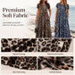 🏖️Summer Hot Sale 62% Off!💃Women's Leopard Print Maxi Dress with Pockets Casual Short Sleeve Long Dress