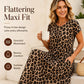 🏖️Summer Hot Sale 62% Off!💃Women's Leopard Print Maxi Dress with Pockets Casual Short Sleeve Long Dress