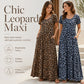 🏖️Summer Hot Sale 62% Off!💃Women's Leopard Print Maxi Dress with Pockets Casual Short Sleeve Long Dress