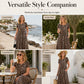 🏖️Summer Hot Sale 62% Off!💃Women's Leopard Print Maxi Dress with Pockets Casual Short Sleeve Long Dress