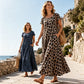 🏖️Summer Hot Sale 62% Off!💃Women's Leopard Print Maxi Dress with Pockets Casual Short Sleeve Long Dress