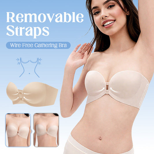 👙 🔥 -50% OFF | Wire-Free Gathering Bra with Removable Straps – Comfortable & Shaping