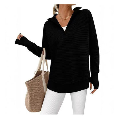 🧥✨ Women's Quarter Zip Pullover – 50% OFF! Soft stretch, ribbed texture, relaxed fit – sporty everyday style. 🔥🌸