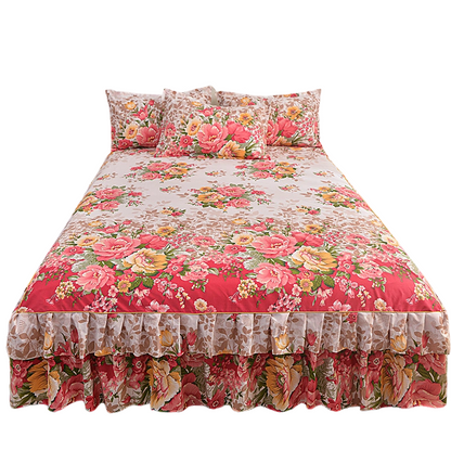 ⏳Limited-time 47% off⏰3-Piece Floral Ruffled Bed Skirt Set🌸🛏️