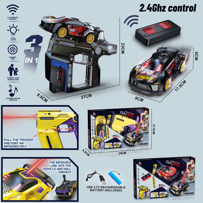 🔫🏎️ Gun Launcher RC Battle Car – 50% OFF! 2.4GHz wireless control, rechargeable battery, durable ABS – action-packed racing fun. 💪