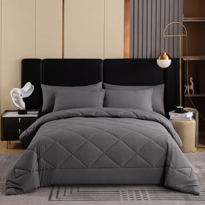 🛏️Winter Essentials - 50% OFF✨ 3-Piece Quilted Comforter Set – Soft Microfiber Duvet with Pillowcases