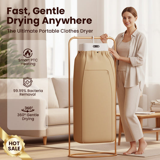 👕💨 Portable Clothes Dryer – 50% OFF! 600W PTC heating, 360° gentle airflow, 99.99% bacteria removal – dries everything safely. ✨