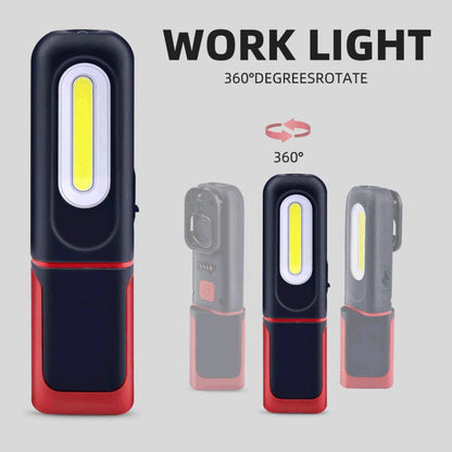 🔥SAKERPLUS Rechargeable Work Light, 3000LM COB LED Magnetic Mechanic Light with 360° Swivel Hook, 180° Adjustable Stand, Flashlight Mode, USB-C Charging, IP54 Water-Resistant for Car Repair, Garage & Camping