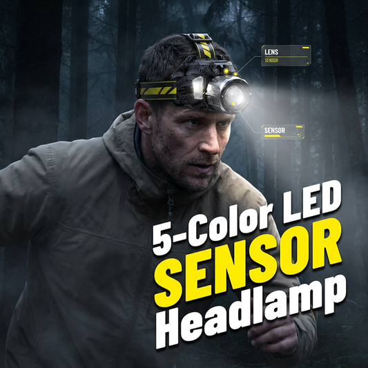 🔦🌈 5-Color LED Sensor Headlamp – 50% OFF! UV, white, yellow, blue & red lights, motion sensor – hands-free versatile lighting. 💪