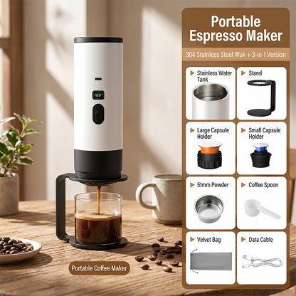 ☕✨ Portable Espresso Maker – 50% OFF! Digital display, Type-C fast charging, 90ml tank – fresh hot coffee anywhere. 🎒