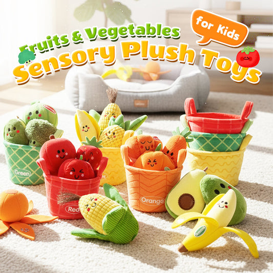 🍎🥕 Sensory Fruits & Vegetables Plush Toys – 50% OFF! Crinkly textures, early learning, baby-safe cloth – fun sorting & play. 🧸✨