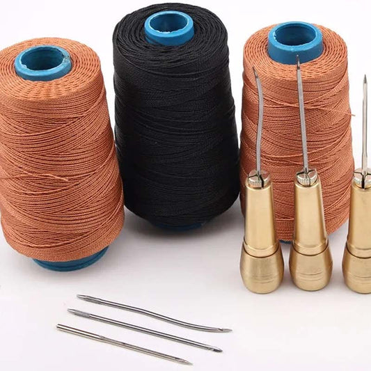💎 LIMITED-TIME 50% OFF! ✨ Leather Sewing Awl Kit with Waxed Thread – Interchangeable Needles, 6 Pcs 🧵
