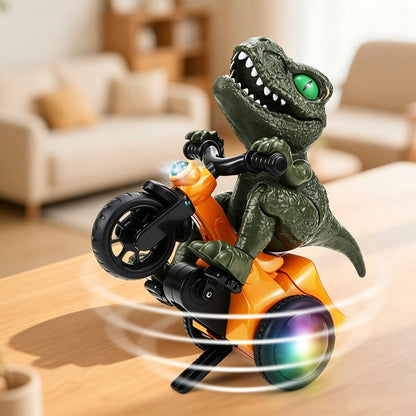 🦖 Spinning Dino Stunt Trike: 360° Spin, LED Wheel Glow, Music, 3-Wheel Stable
