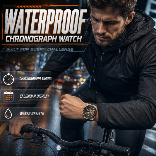 ⌚💪 Men's Waterproof Chronograph Watch – 50% OFF! Multi-dial timing, calendar display, rugged mineral glass – bold style all day. 🏆
