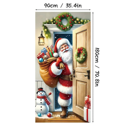 ⏳50% OFF⏰Christmas Door Cover🚪 – Instant Holiday Decor for Front Door, Home, Office & Party 🎅🎄