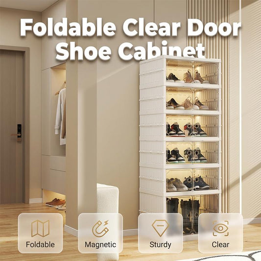 👟✨ Foldable Shoe Cabinet with Clear Doors – 50% OFF! 3-9 tiers, magnetic doors, foldable frame – organised footwear, no clutter. 💪