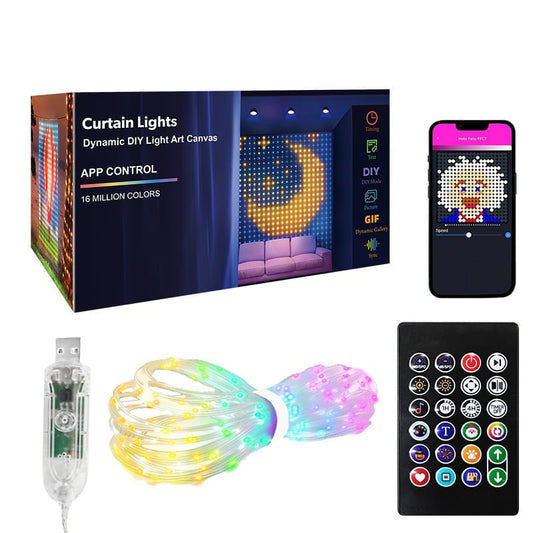 ✨🎨 Smart LED Curtain Lights – 50% OFF! DIY patterns, photos & text, music-sync light show, app & remote control – waterproof. 💪