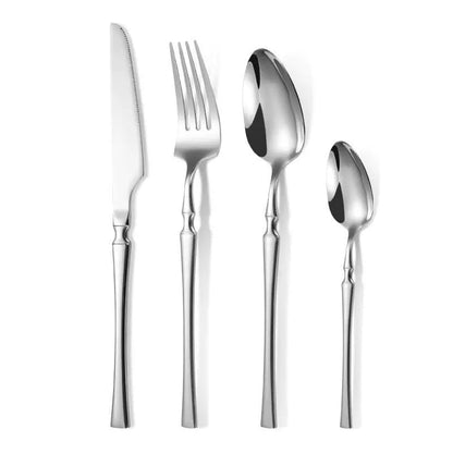 304 Stainless Steel Cutlery Set with Slim Waist Design Elegant Flatware Set including Knives Forks and Spoons for Home Dining