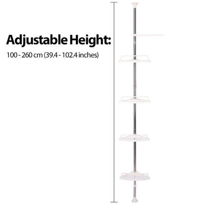 🚿✨ Telescopic Corner Shower Caddy – 50% OFF! 4 adjustable tiers, no drilling, rust-resistant – maximizes bathroom corner storage. 🧴