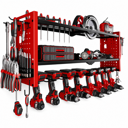 🛠️✨ Heavy-Duty Wall Tool Rack – 50% OFF! Steel beams, side pegboards, wire mesh airflow – clears your workbench instantly. 🔧