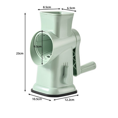 🧄⚡ Suction-Base Rotary Grater & Slicer – 50% OFF! 3/5/6 blade sets, enclosed safety drum, detachable parts – stable & easy to clean. 🥕