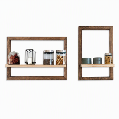 🎯🏠 Modern Geometric Floating Frames – 50% OFF! Premium solid wood, carbonized black or walnut brown, quick setup – stylish storage in every room. 🌟