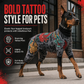 🐶✨ Tattoo Print Pet Bodysuit – 50% OFF! Four-legged stretch fit, bold graphic prints, smooth stitching – stops shedding & adds style. 🎨