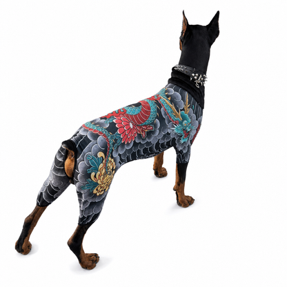 🐶✨ Tattoo Print Pet Bodysuit – 50% OFF! Four-legged stretch fit, bold graphic prints, smooth stitching – stops shedding & adds style. 🎨
