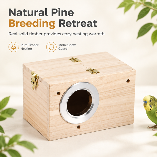 🐦✨ Solid Pine Wood Bird Nesting Box – 50% OFF! Chemical-free wood, metal bolt mounts, bite-resistant rings – safe nesting for small birds.🏠