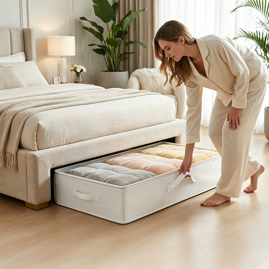 🛏️✨ Foldable Underbed Storage Bag – 50% OFF! Clear PVC top, sealed dual zipper, reinforced handles – space-saving & dust-proof. 🧳